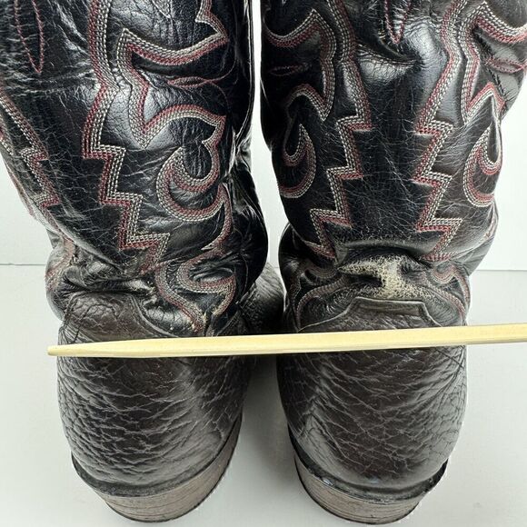 Vintage Amazonas Black Almond Toe Western Cowboy Boots, Sz. Mens 9, Womens 10.5 - Picture 5 of 15
